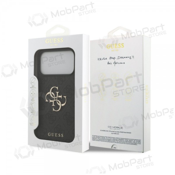 Apple iPhone 18 Pro Max hülle -Guess PU 4G Metal Logo- (grau)