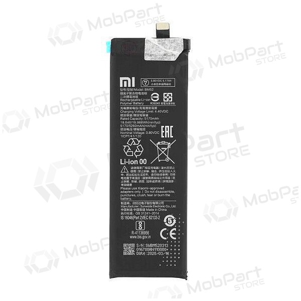 Xiaomi Mi Note 10, Mi Note 10 Lite, Mi Note 10 Pro, CC9 Pro Batterie, akumuliatorius (BM52) (original) Xiaomi Mi Note 10, Mi Note 10 Lite, Mi Note 10 Pro, CC9 Pro Batterie, akumuliatorius (BM52) (original)