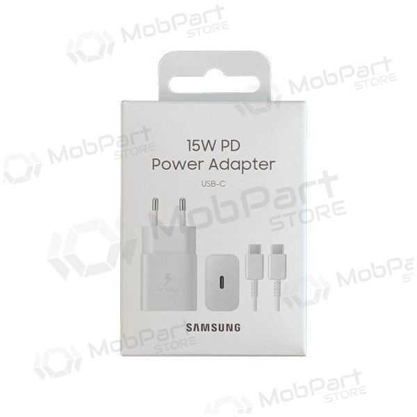 Ladegerät original Samsung EP-T1510XWEGEU 15W + Kabel Type-C 1m im Paket Weiß