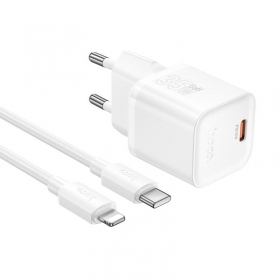 Telefonladegerät Hoco N66 35 W GaN USB-C + USB-A mit Lightning-Kabel 1 m weiß