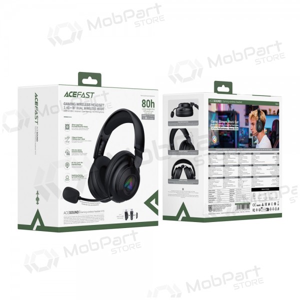 Kabellose Kopfhörer Acefast H15 Gaming Over-Ear mit Mikrofon USB-C schwarz