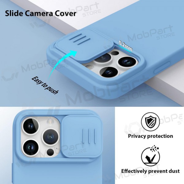Apple iPhone 15 Pro Max Handyhülle „Nillkin Silicone“ (Hellblau)