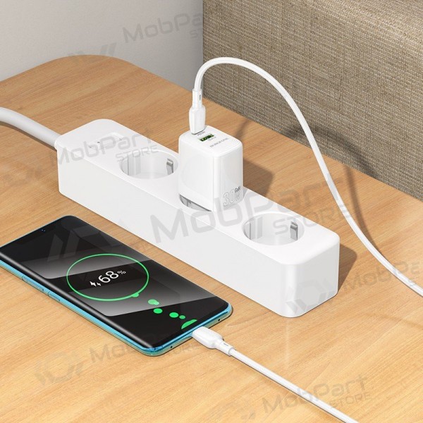 Telefonladegerät Borofone BN29 30 W USB-C + USB-A mit USB-C Kabel 1 m weiß