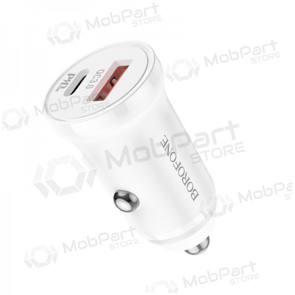 Ladegerät automobilinis Borofone BZ18A USB-A/Type-C PD20W+QC3.0 (Weiß)