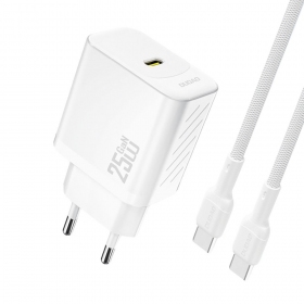 Ladegerät Dudao A27C GaN 25W USB-C + USB-C auf USB-C Kabel 1.0m weiß
