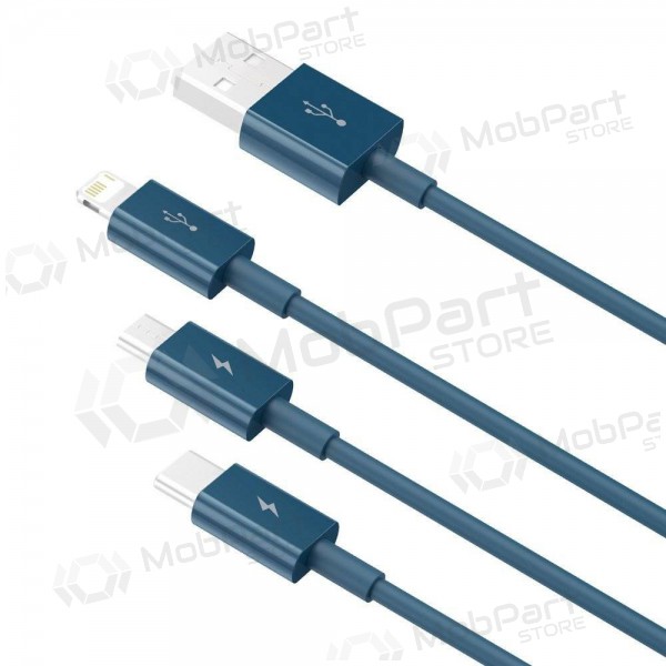 USB-Kabel Baseus Superior USB - microUSB+Lightning+Type-C 100W 1.5m (blau) CAMLTYS-03
