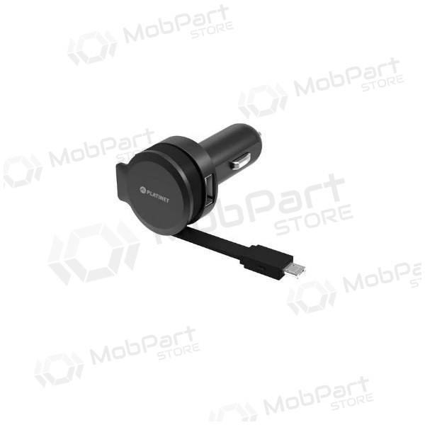 Auto-Ladegerät Platinet MicroUsb (1xUSB 2.4A) (Schwarz)