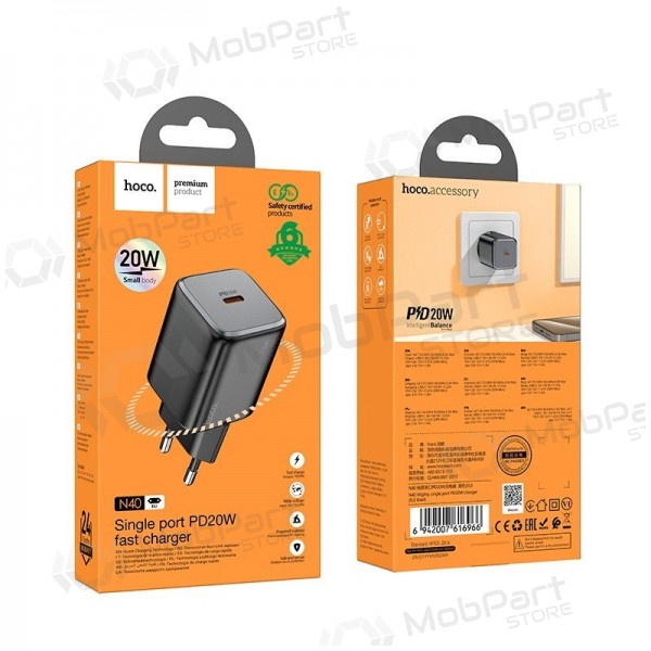 Ladegerät Hoco N40 USB-C PD20W Schwarz