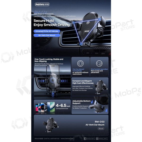 Halterung für Autotelefon Remax RM-C02 (air vent) Schwarz