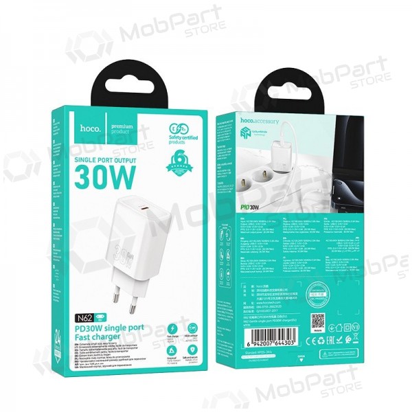 Telefonladegerät Hoco N62 30 W GaN USB-C weiß