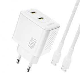 Telefonladegerät Dudao A28PC 45 W GaN 2x USB-C mit USB-C Kabel 1 m weiß