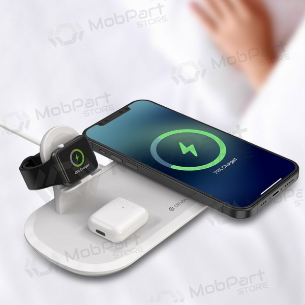 Ladegerät kabellos Devia 3in1 Smart Phone, Apple Watch, Airpods (Weiß)