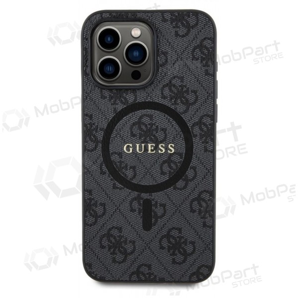 Apple iPhone 15 Pro Max hülle - Guess PU Leather 4G Colored Ring MagSafe (schwarz)