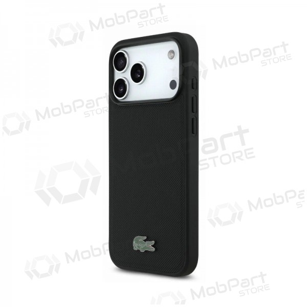 Apple iPhone 18 Pro Hülle - Lacoste PVC Petit Pique Semi Wrap Embossed MagSafe (Schwarz)