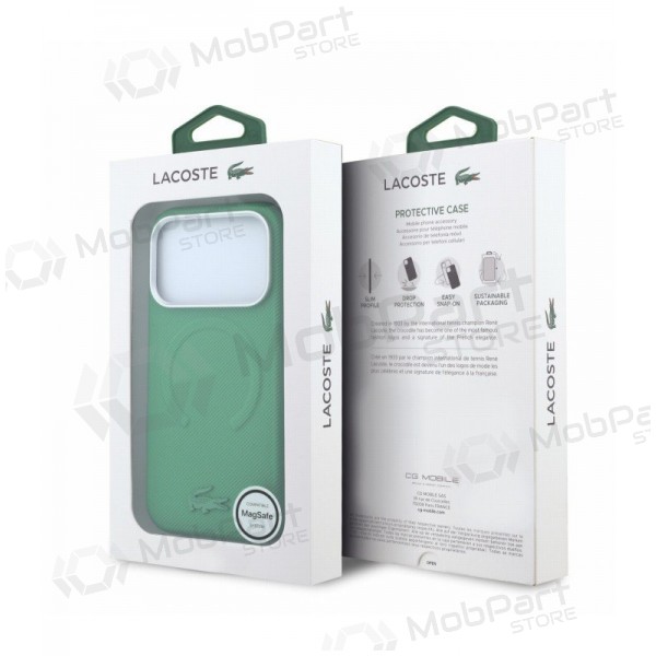 Apple iPhone 18 Pro hülle - Lacoste PVC Petit Pique Semi Wrap Embossed MagSafe (grün)