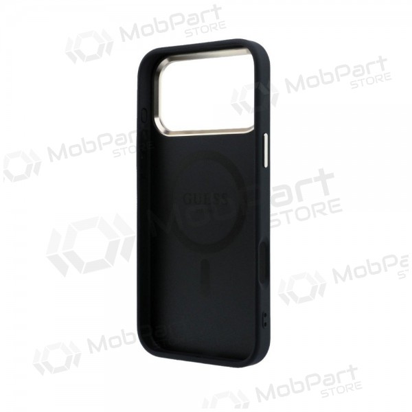Apple iPhone 18 Pro Hülle - Guess PU Leather 4G Gold Frame MagSafe (schwarz)