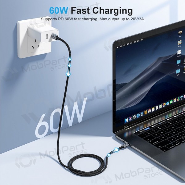 USB Kabel Choetech XCC-1015 USB-C to USB-C PD60W 2.0m Schwarz