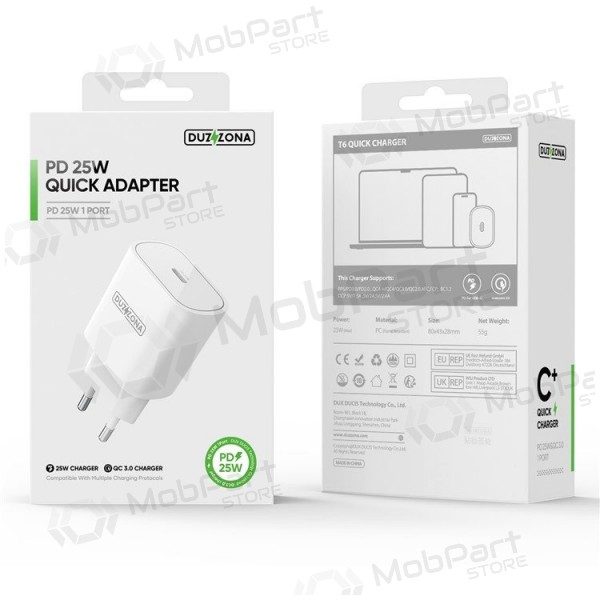 Ladegerät buitinis DUZZONA T6 PD25W Type-C Weiß