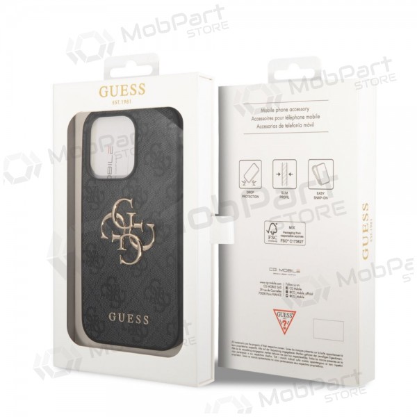 Apple iPhone 14 Pro hülle - Guess PU 4G Metal Logo (grau)