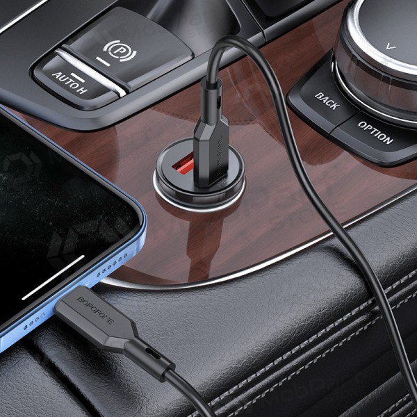 Ladegerät automobilinis Borofone BZ18A USB-A/Type-C PD20W+QC3.0 + Lightning (Schwarz)