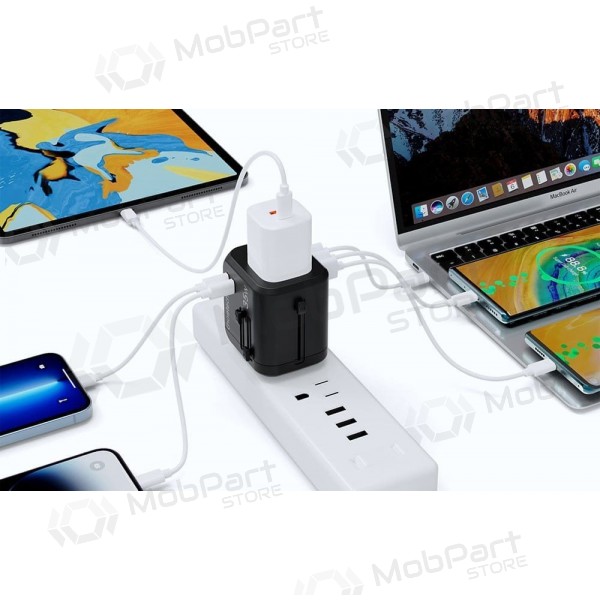 Universal kelioninis Ladegerät Choetech PD5008 30W USB-C/3xUSB-A Schwarz