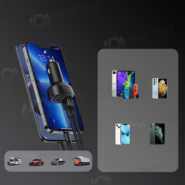 Ladegerät automobilinis Joyroom JR-CL09 LED 4xUSB (PD, QC) 45W (Schwarz)