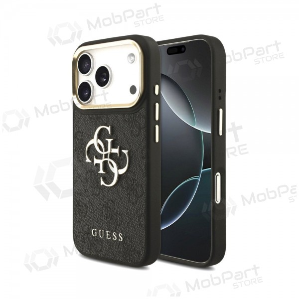 Apple iPhone 18 Pro Max hülle - Guess PU Leather 4G Metal Logo Gold Frame (schwarz)