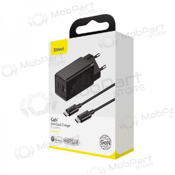 Ladegerät Baseus GaN 45w (20V/3A) + Type-C Kabel (MacBook) (Schwarz)
