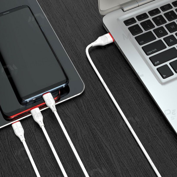 USB Kabel Borofone BX17 3in1 microUSB-Lightning-Type-C (Weiß)