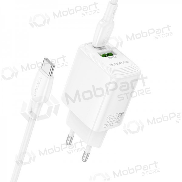 Telefonladegerät Borofone BN29 30 W USB-C + USB-A mit USB-C Kabel 1 m weiß