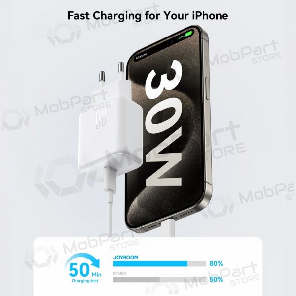 Ladegerät Joyroom JR-TCF24 USB-C PD30W + USB-C to USB-C cable 1.0m Weiß