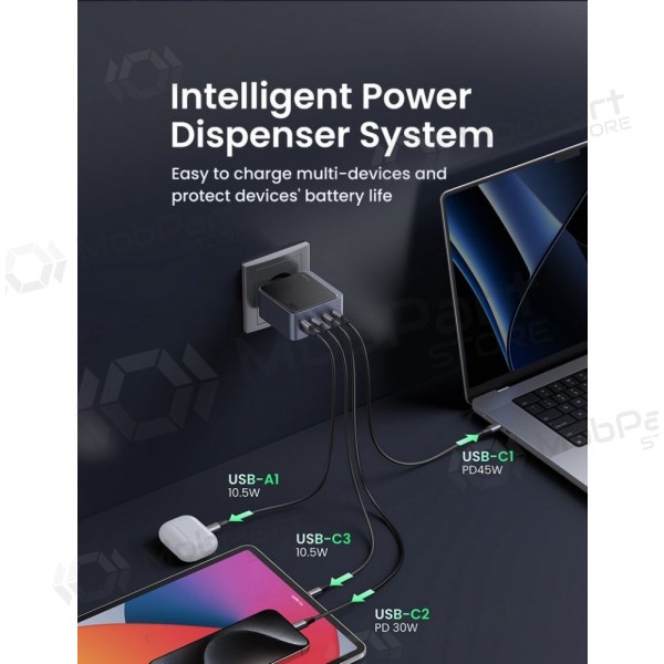 Netzladegerät Ugreen X565 100 W GaN 3x USB-C + USB-A grau