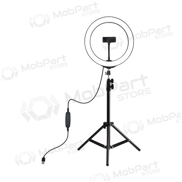 LED žiedinė Lampe 26cm, su trikoju stovu iki 1.1m und telefono laikikliu, USB LED žiedinė Lampe 26cm, su trikoju stovu iki 1.1m und telefono laikikliu, USB
