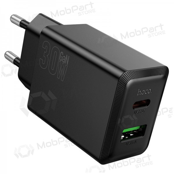 Telefonladegerät Hoco N71 30 W GaN USB-C + USB-A schwarz
