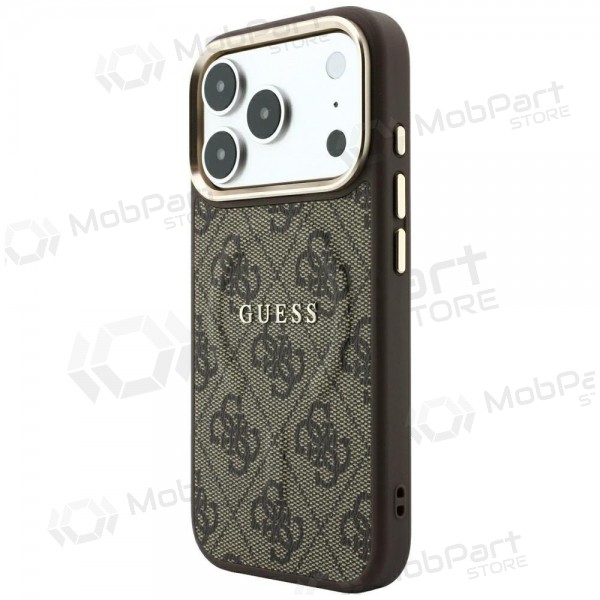 Apple iPhone 18 Pro Max hülle - Guess PU Leather 4G Gold Frame Embossed MagSafe (braun)