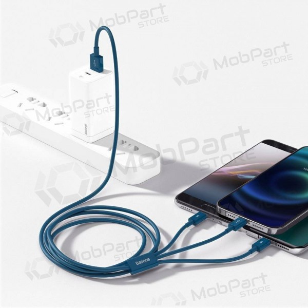 USB-Kabel Baseus Superior USB - microUSB+Lightning+Type-C 100W 1.5m (blau) CAMLTYS-03