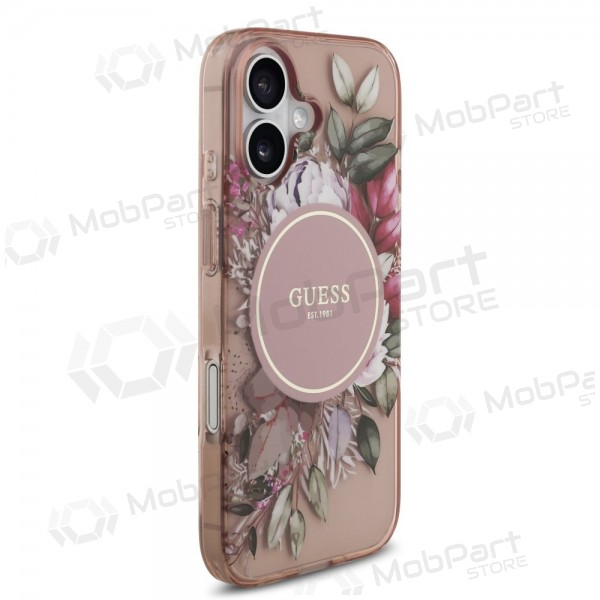 Apple iPhone 17 hülle -Guess IML Flowers Strap MagSafe- (rosa)