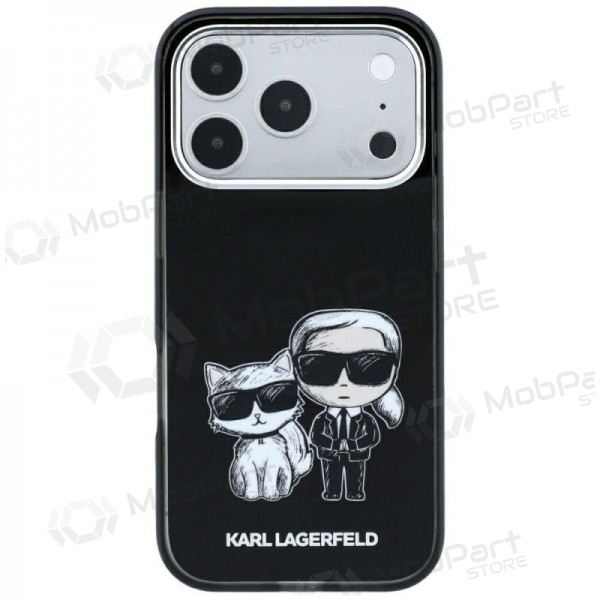 Apple iPhone 18 Pro Hülle - Karl Lagerfeld PU Semi Wrap Smooth Sketch Bodies MagSafe (Schwarz)