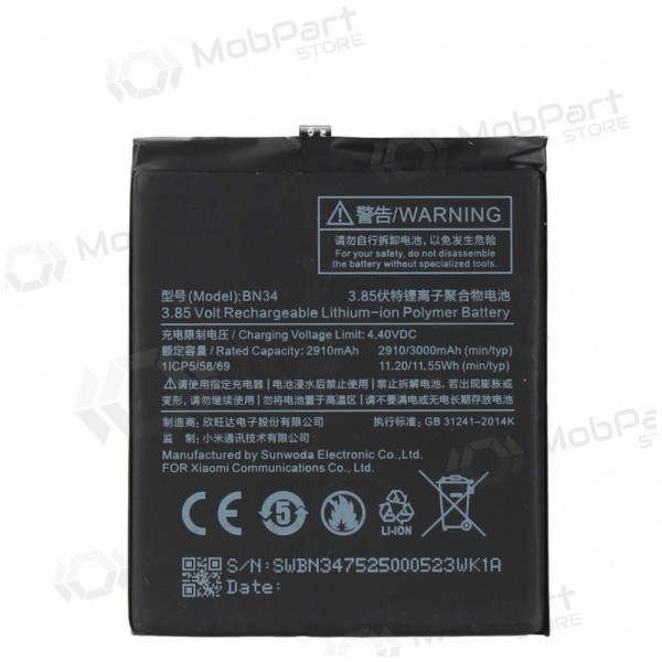 Xiaomi Redmi 5A Batterie, akumuliatorius (BN34) Xiaomi Redmi 5A Batterie, akumuliatorius (BN34)