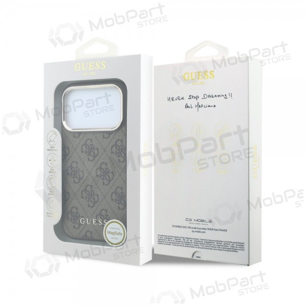 Apple iPhone 18 Pro Hülle - Guess PU Leather 4G Gold Frame MagSafe (braun)