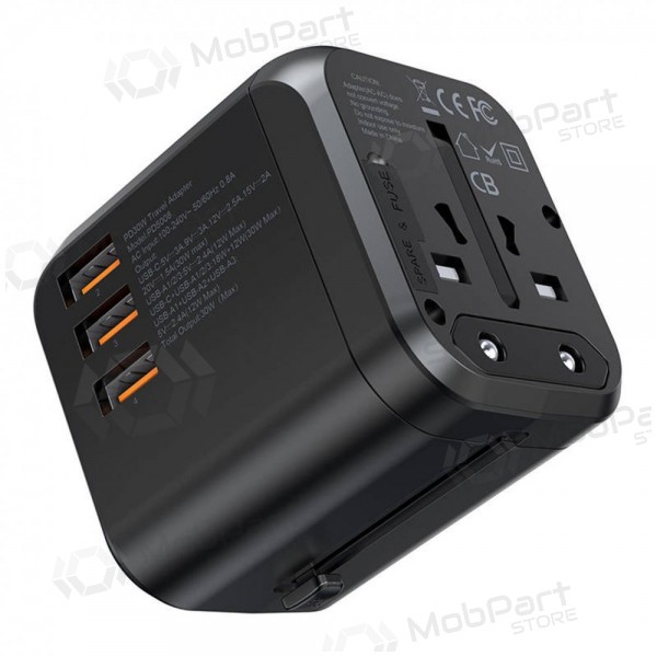 Universal kelioninis Ladegerät Choetech PD5008 30W USB-C/3xUSB-A Schwarz