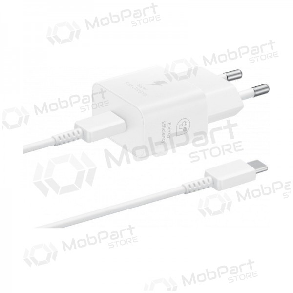 Ladegerät original Samsung EP-T2510XWEGEU 25W + USB-C Kabel im Paket Weiß