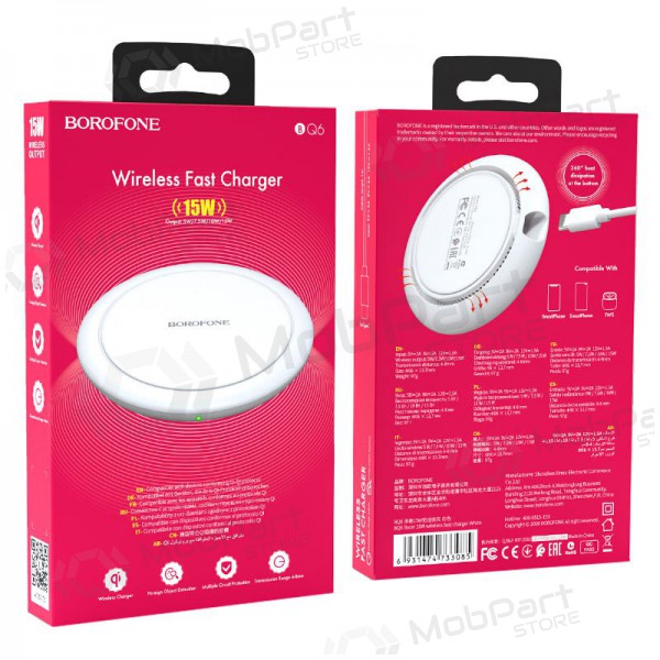 Ladegerät kabellos Borofone BQ6 QC3.0 (15W) (Weiß)