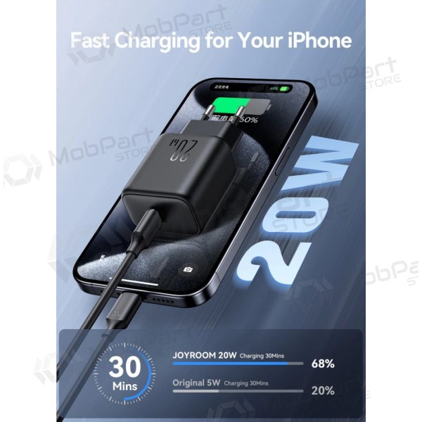 Ladegerät Joyroom JR-TCF20 USB-C PD20W + USB-C to USB-C cable 1.0m Weiß