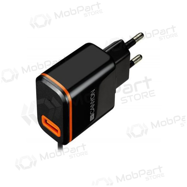 Ladegerät CANYON CNE-CHA042 + Type-C Kabel (1xUSB 5V 2.1A) (Schwarz)