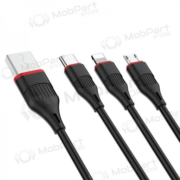 USB Kabel Borofone BX17 3in1 microUSB-Lightning-Type-C 1.0m (Schwarz)