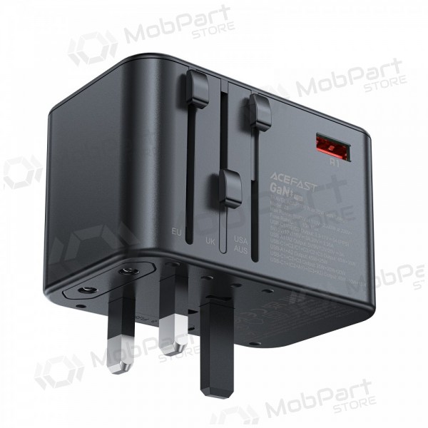 Universal kelioninis Ladegerät Acefast Z1 75W GaN 2xUSB-A/3xUSB-C Schwarz