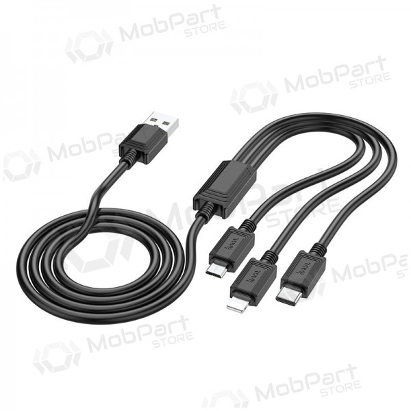 USB Kabel Hoco X74 3in1 microUSB-Lightning-Type-C 1.0m (Schwarz)