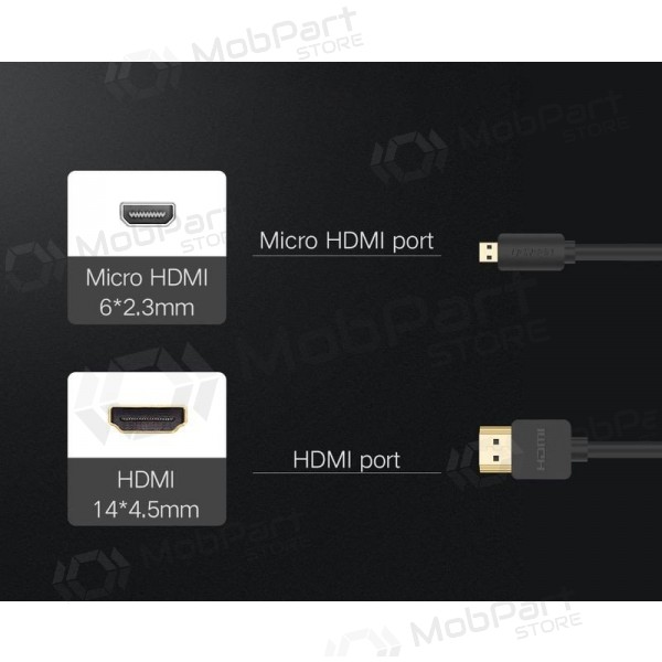 HDMI-Kabel Ugreen HD127 HDMI auf Micro HDMI 1.5 m 4K 60 Hz schwarz