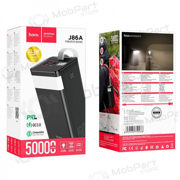 externe Batterie Power Bank Hoco J86A 22.5W Quick Charge 3.0 50000mAh Schwarz